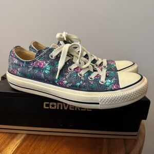 Converse All Star Floral Denim Canvas Sneakers Shoes! Unisex W7 / M5